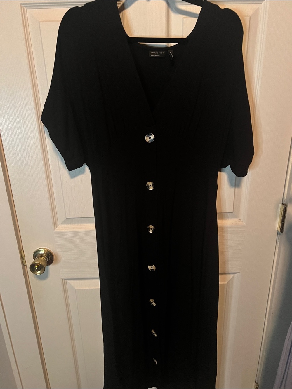 ASOS Black Midi Dress with Front Buttons